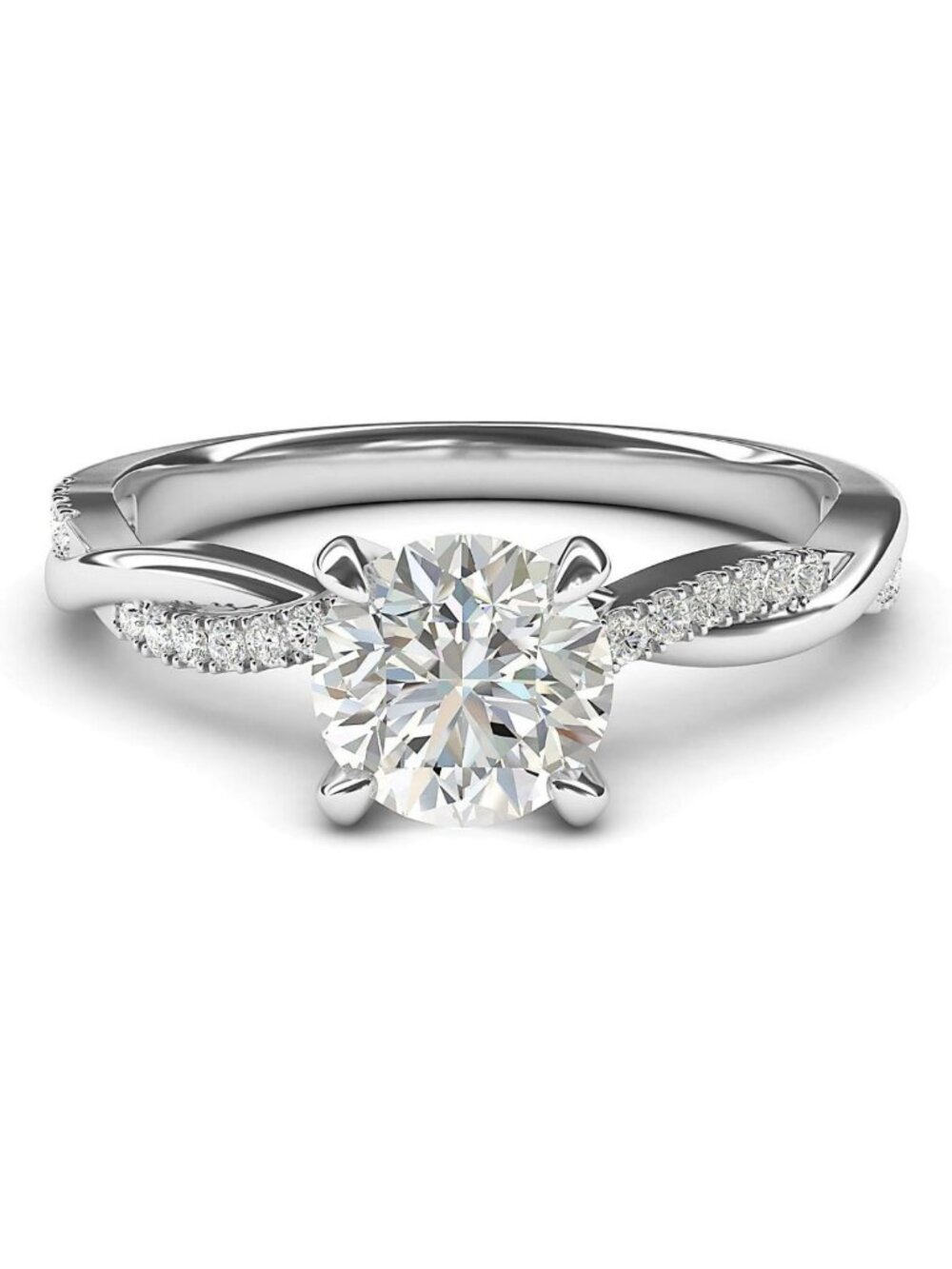 Petite Twisted Vine Engagement Ring | 1.0 CT Simulated Diamond or Moissanite